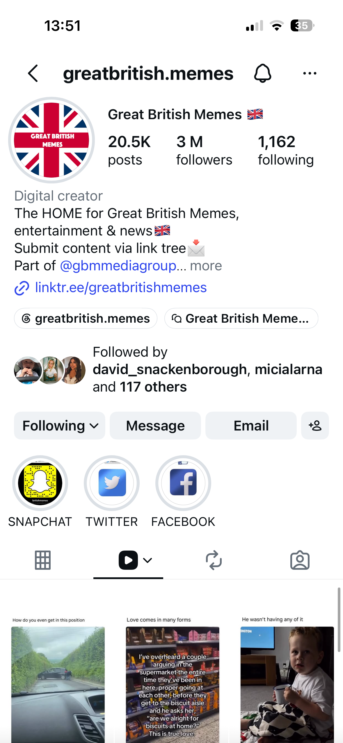 Great British Memes sharing Life With Alice & Co. family content